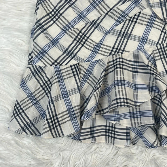 NWOT Veronica Beard Kaia Embroidered Check Ruffle Mini Skirt Blue Designer 2 - Picture 5 of 12